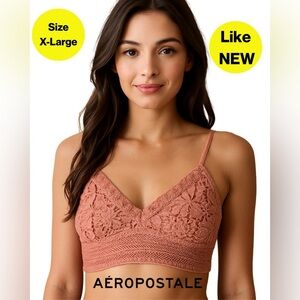 3/for $15 🍒 AÉROPOSTALE Blush Lace Tie-Back Cropped Cami 💕 (Size XL)